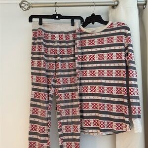 Stars Above Festive Red and Gray Kids Pajama Set